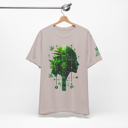 Digital Mind Tee - Premium Airlume Cotton Cannabis Culture Tech Art Matrix Design