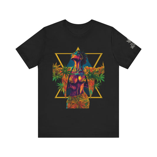 Sacred Geometry Cannabis Goddess Tee - Psychedelic Beauty Art Design | High Roller