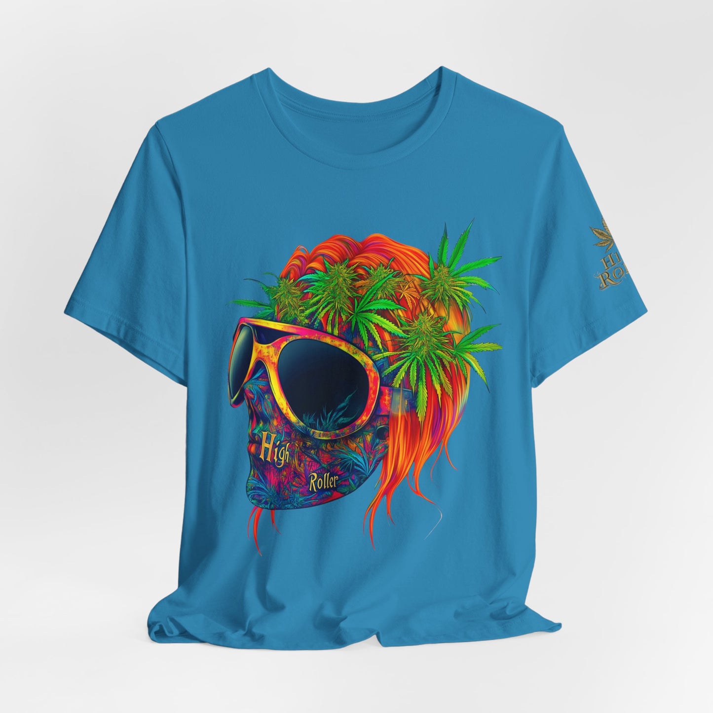 Tropical Cannabis Skull Tee - Paradise Vibes Art Design | High Roller