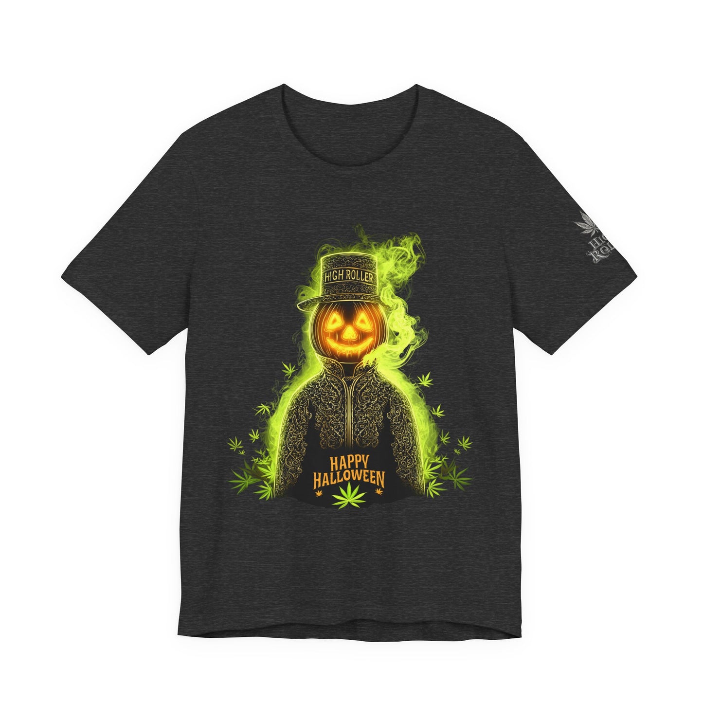 Spectral Pumpkin HIGH ROLLER Halloween T-Shirt - Premium Dark Cannabis Apparel