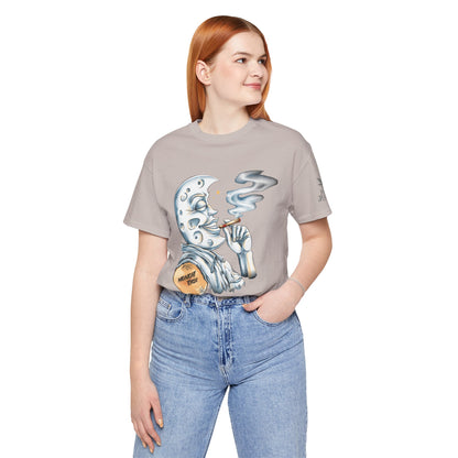 Midnight Toker Moon Tee - Premium Airlume Cotton Cannabis Culture Vintage Art