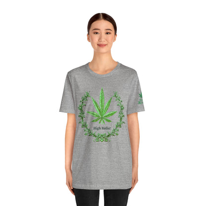 Cannabis Crest Wreath Tee - Botanical Elegance Art Design | High Roller