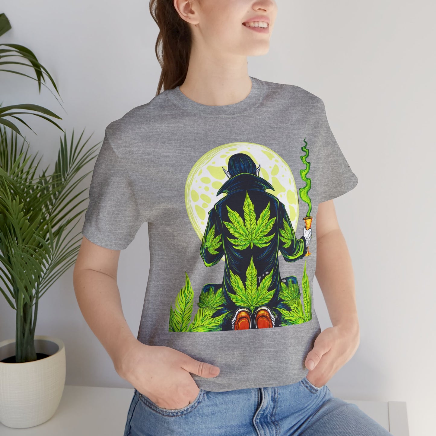 Luxury Gothic Cannabis Vampire T-Shirt - Premium Dark HIGH ROLLER Streetwear - Elevated Nocturnal 420 Fashion
