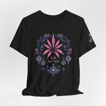 Bohemian Cannabis Mandala Tee - Floral Folk Art Design | High Roller
