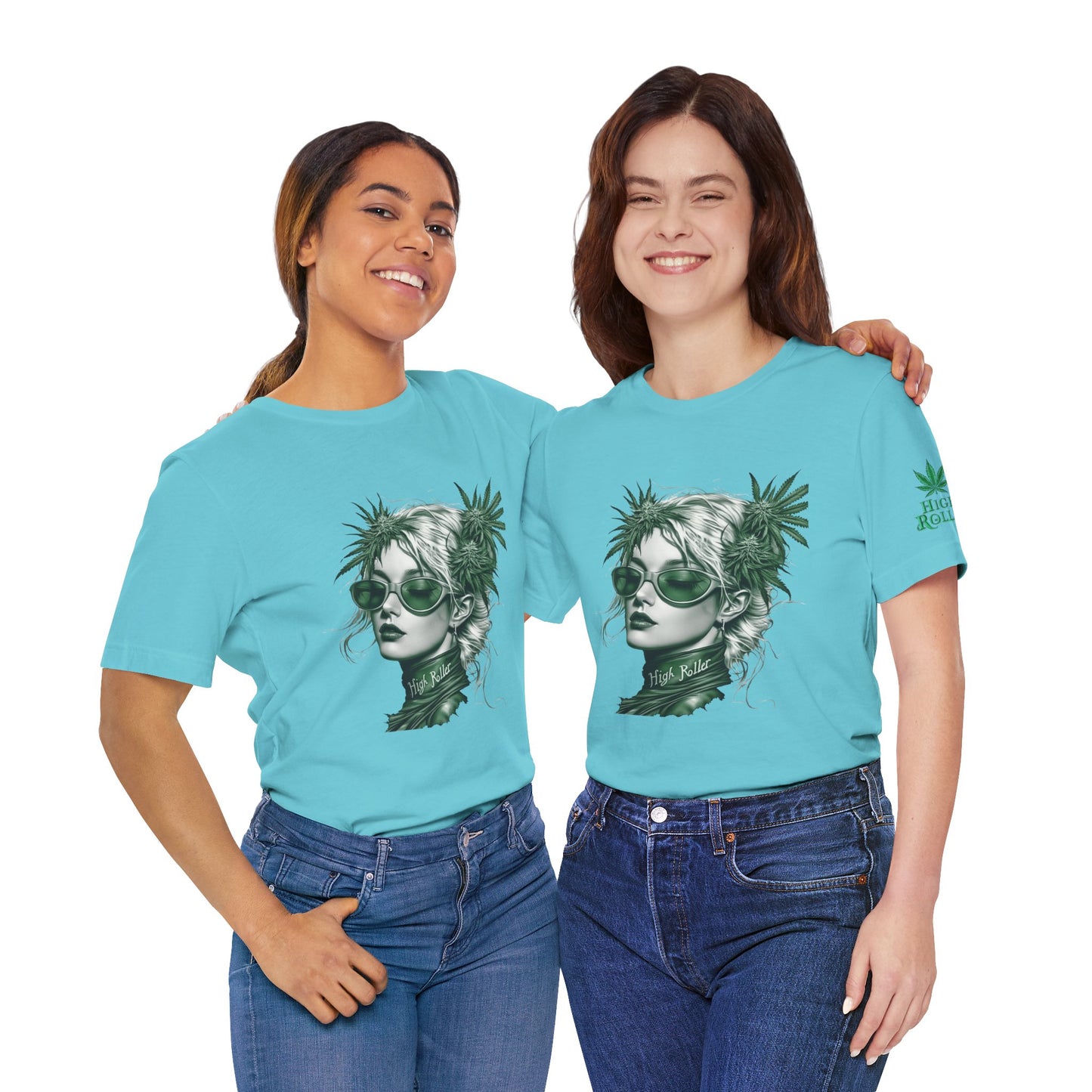 Green Queen T-Shirt - Premium Airlume Cotton Cannabis Crown Portrait Art Tee