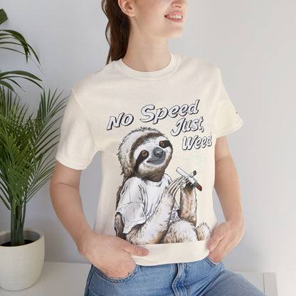 Slow Motion Tee - Premium Airlume Cotton Cannabis Culture Sloth Humor Art