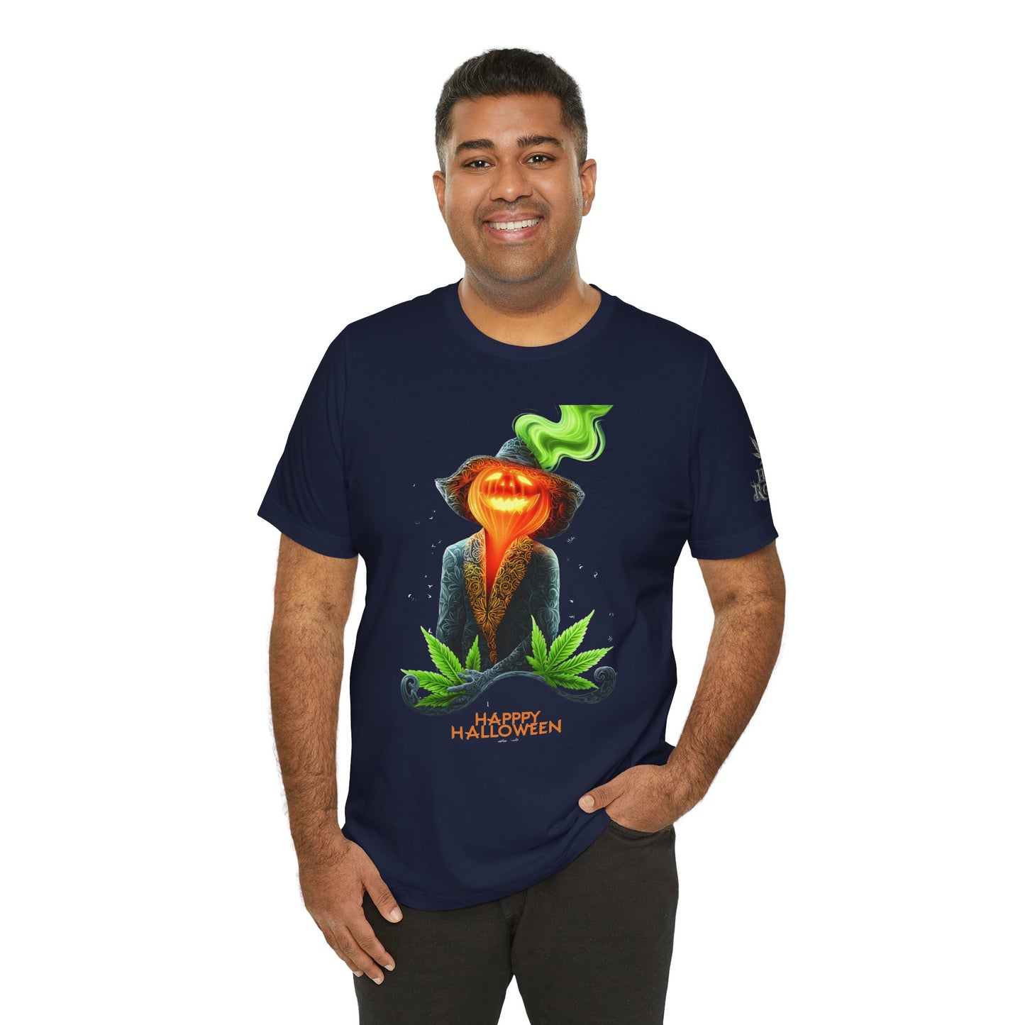 Victorian Pumpkin Gentleman HIGH ROLLER Halloween Cannabis T-Shirt - Premium Jack-o'-Lantern Aristocrat Meditation 420 Apparel
