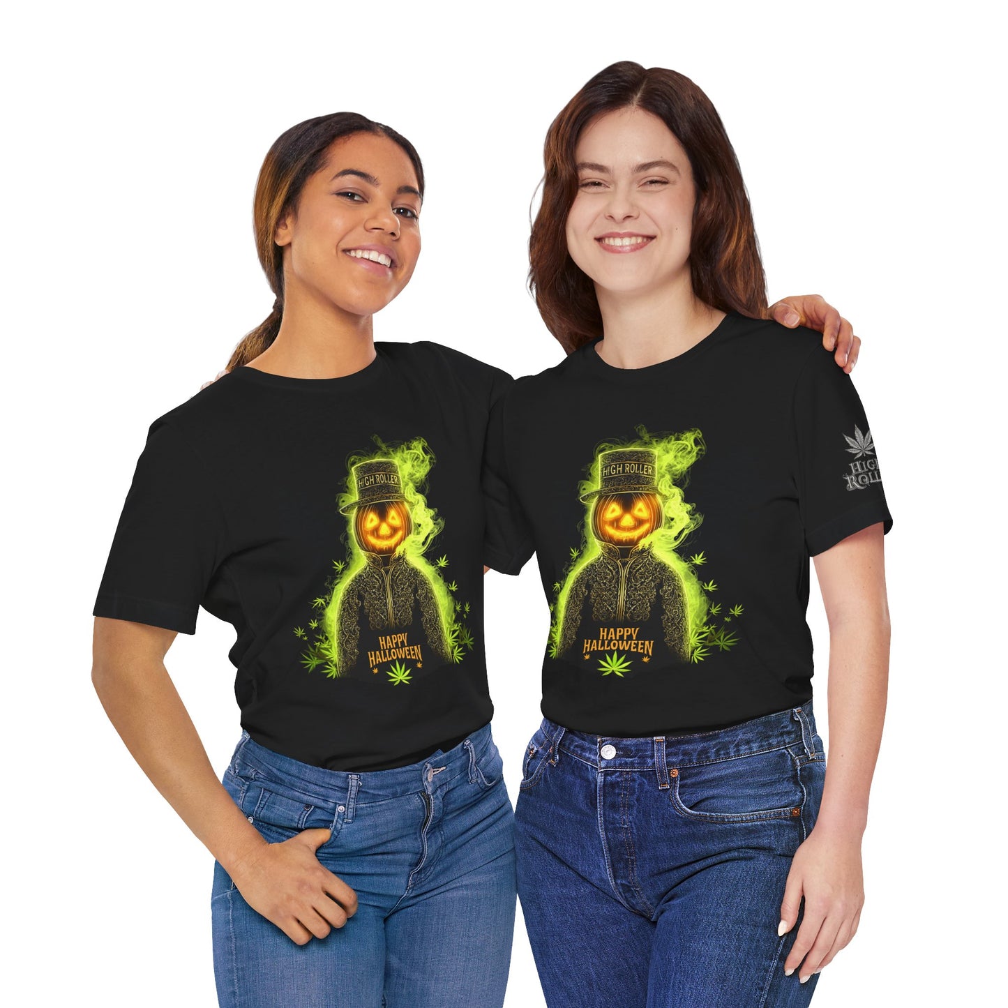 Spectral Pumpkin HIGH ROLLER Halloween T-Shirt - Premium Dark Cannabis Apparel