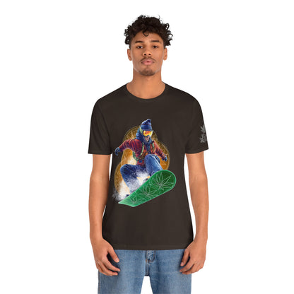 High Roller Snowboard Cannabis T-Shirt - Premium 420 Winter Sports Action Shred Mountain Lifestyle Apparel