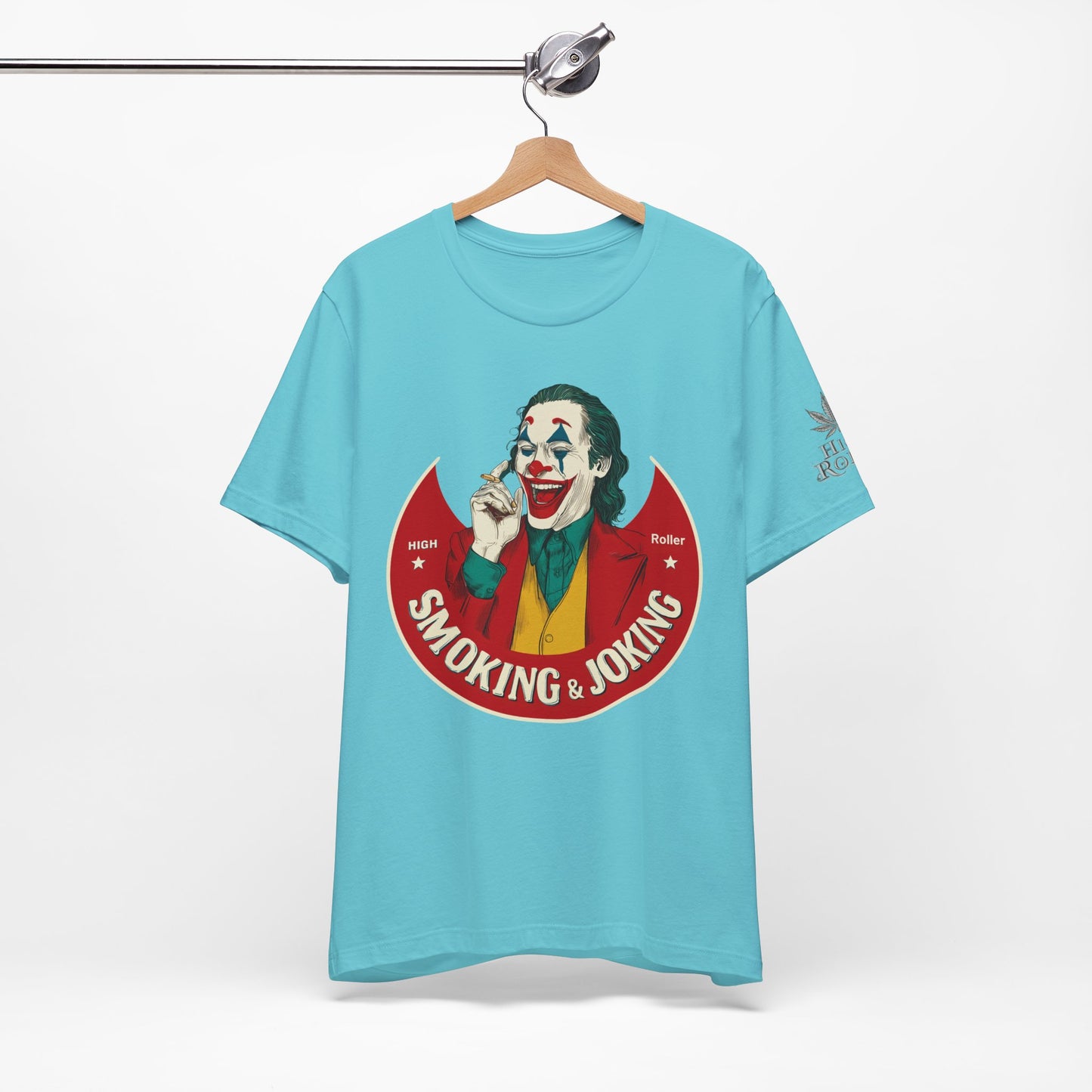 High Roller Villain T-Shirt - Premium Airlume Cotton Cannabis Joker Badge Art Tee