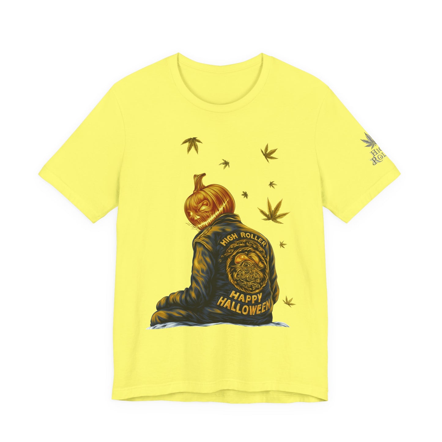 Pumpkin Head HIGH ROLLER Halloween T-Shirt - Premium Cannabis Culture Apparel