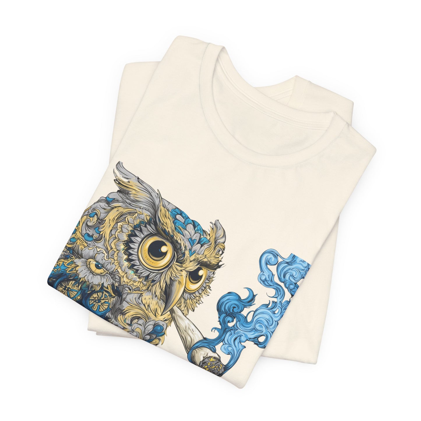 Baroque Owl Tee - Premium Airlume Cotton Cannabis Culture Ornate Bird Art