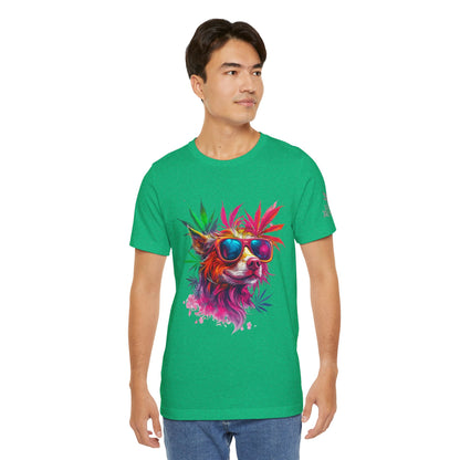 Spectrum Pup Tee - Premium Airlume Cotton Cannabis Culture Psychedelic Dog Art