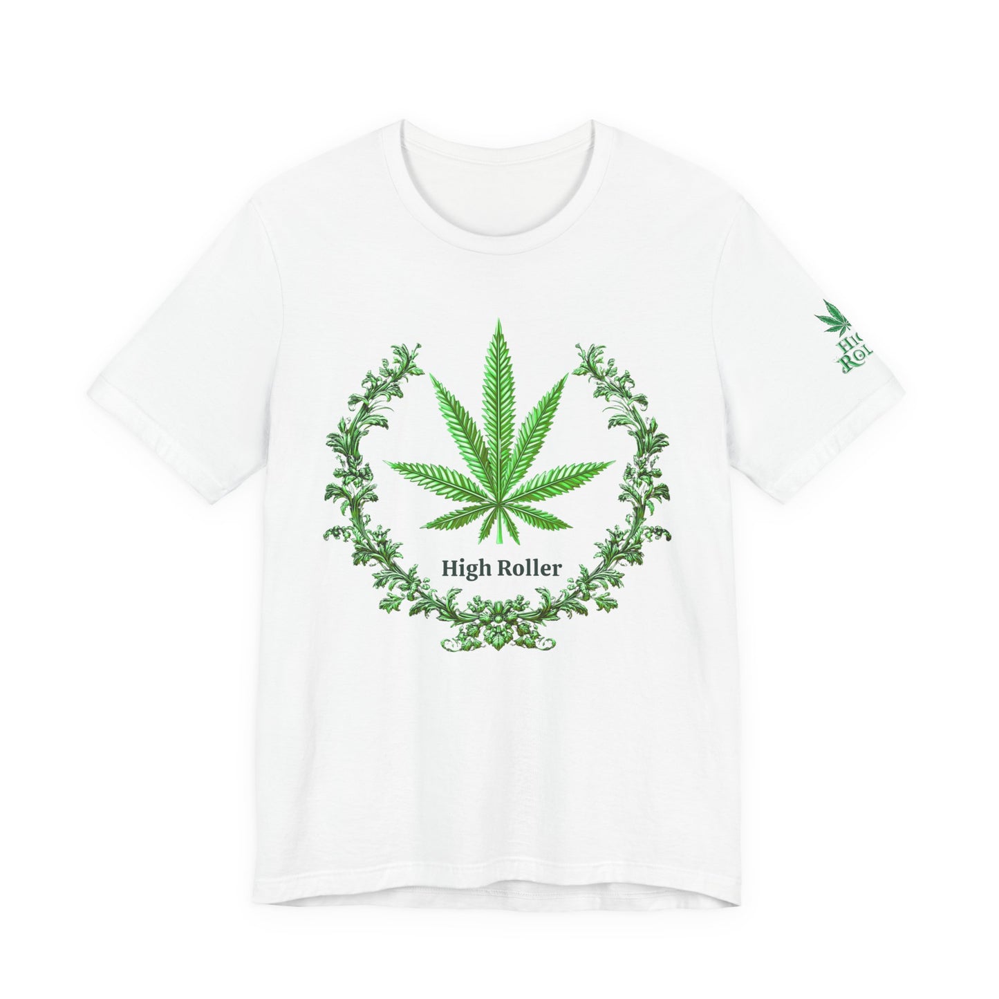 Cannabis Crest Wreath Tee - Botanical Elegance Art Design | High Roller