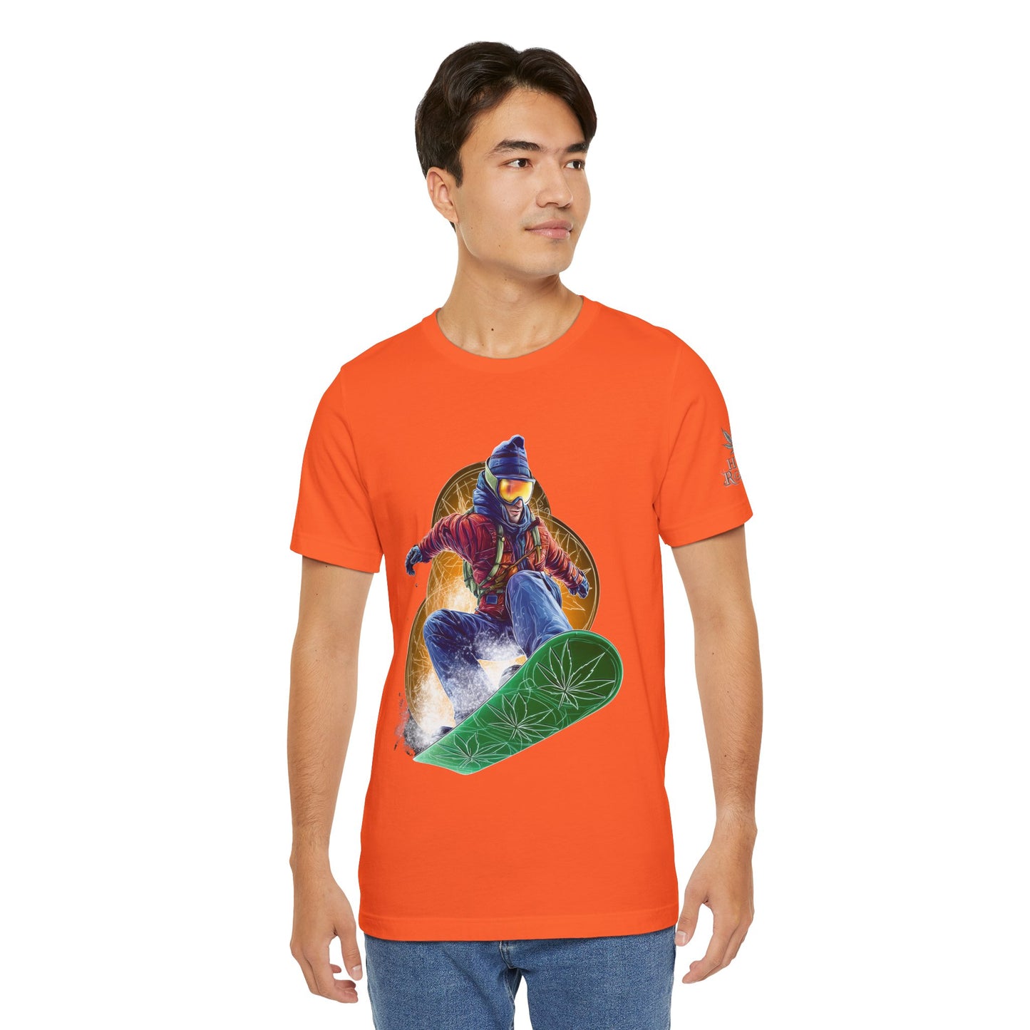 High Roller Snowboard Cannabis T-Shirt - Premium 420 Winter Sports Action Shred Mountain Lifestyle Apparel