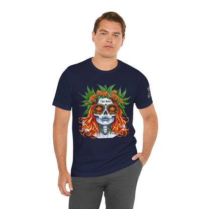 Sugar Skull Cannabis Tee - Day of Dead Art Design | High Roller