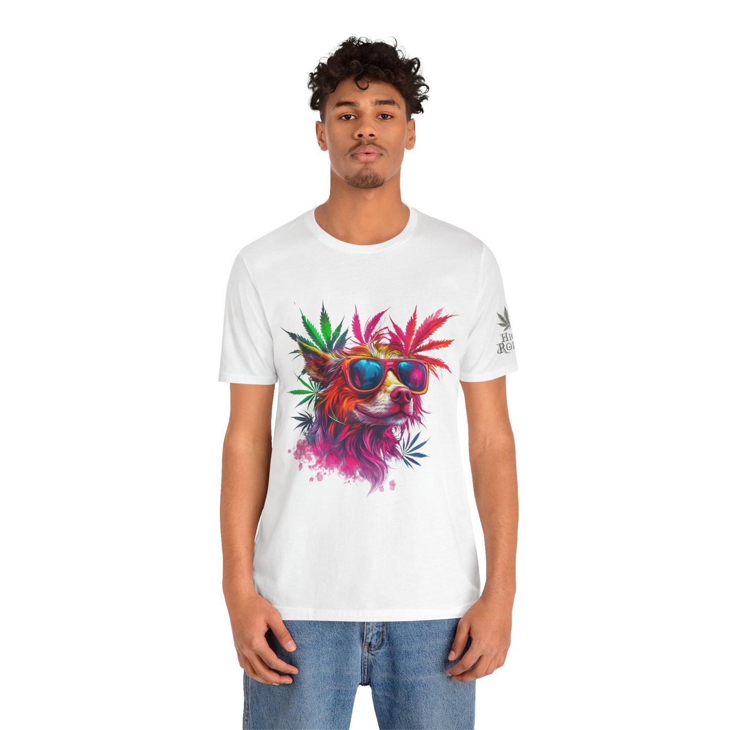 Spectrum Pup Tee - Premium Airlume Cotton Cannabis Culture Psychedelic Dog Art