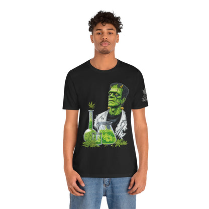 Frankenstein's Laboratory HIGH ROLLER Halloween Cannabis T-Shirt - Premium Monster Scientist 420 Experiment Apparel