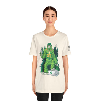 Bigfoot HIGH ROLLER Halloween Cannabis Forest T-Shirt - Premium Sasquatch Lifestyle Legend 420 Apparel