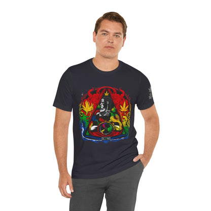 High Roller Sacred Buddha Cannabis T-Shirt - Premium 420 Spiritual Meditation Enlightenment Botanical Artistry Apparel