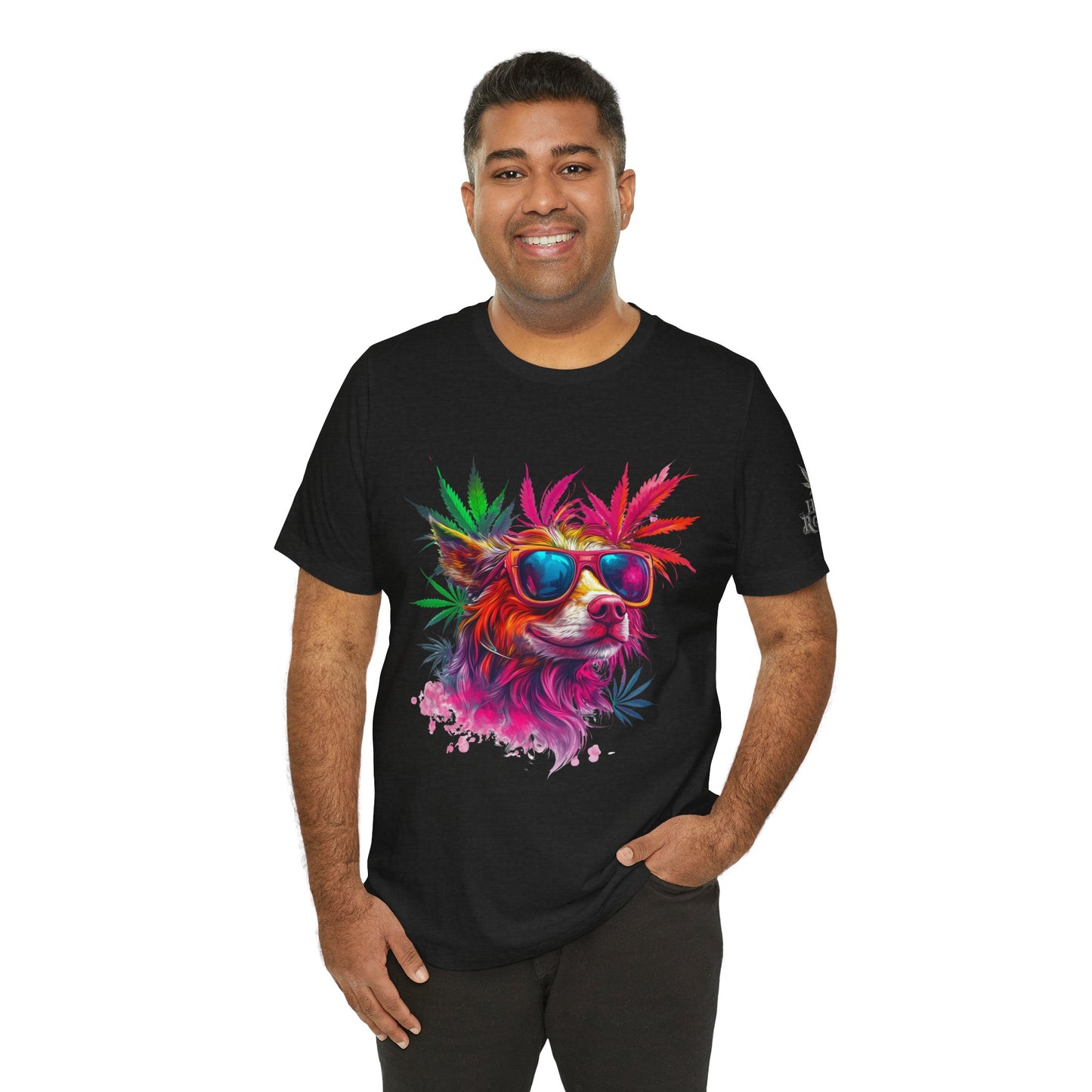 Spectrum Pup Tee - Premium Airlume Cotton Cannabis Culture Psychedelic Dog Art