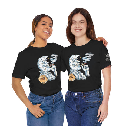 Midnight Toker Moon Tee - Celestial Cannabis Art Design | High Roller