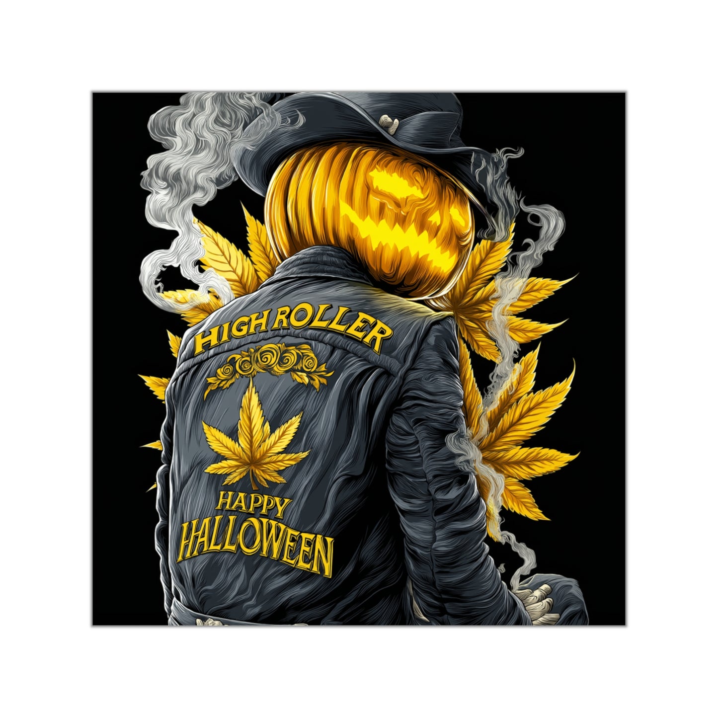 Golden Pumpkin King HIGH ROLLER - Halloween Cannabis Royalty Sticker
