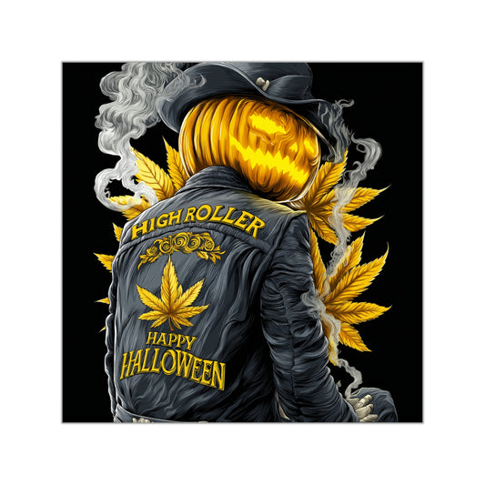 Golden Pumpkin King HIGH ROLLER - Halloween Cannabis Royalty Sticker