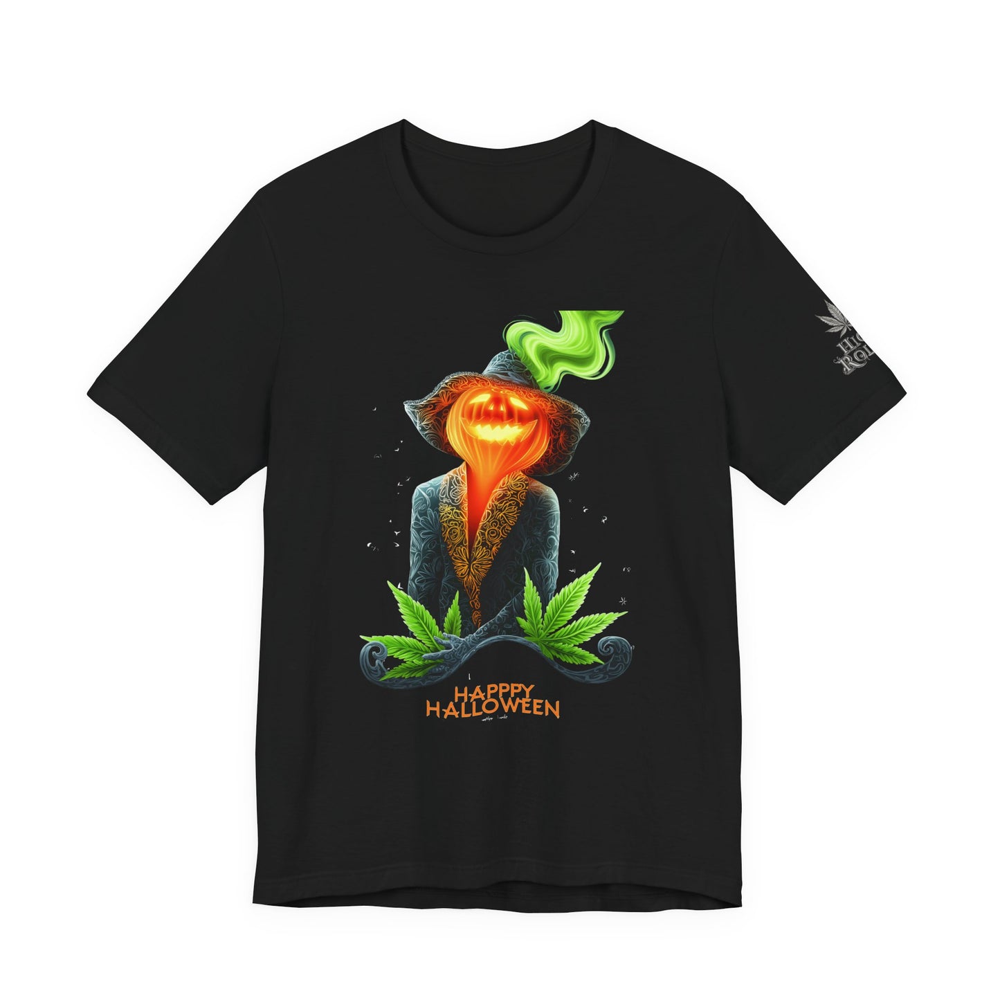 Victorian Pumpkin Gentleman HIGH ROLLER Halloween Cannabis T-Shirt - Premium Jack-o'-Lantern Aristocrat Meditation 420 Apparel