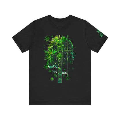 Digital Mind Tee - Premium Airlume Cotton Cannabis Culture Tech Art Matrix Design