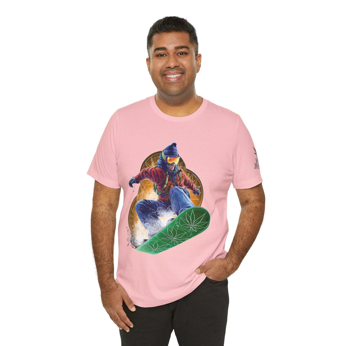 High Roller Snowboard Cannabis T-Shirt - Premium 420 Winter Sports Action Shred Mountain Lifestyle Apparel