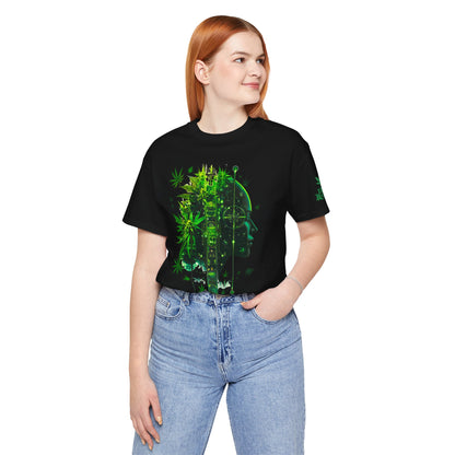 Digital Mind Tee - Premium Airlume Cotton Cannabis Culture Tech Art Matrix Design