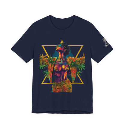 Sacred Geometry Cannabis Goddess Tee - Psychedelic Beauty Art Design | High Roller