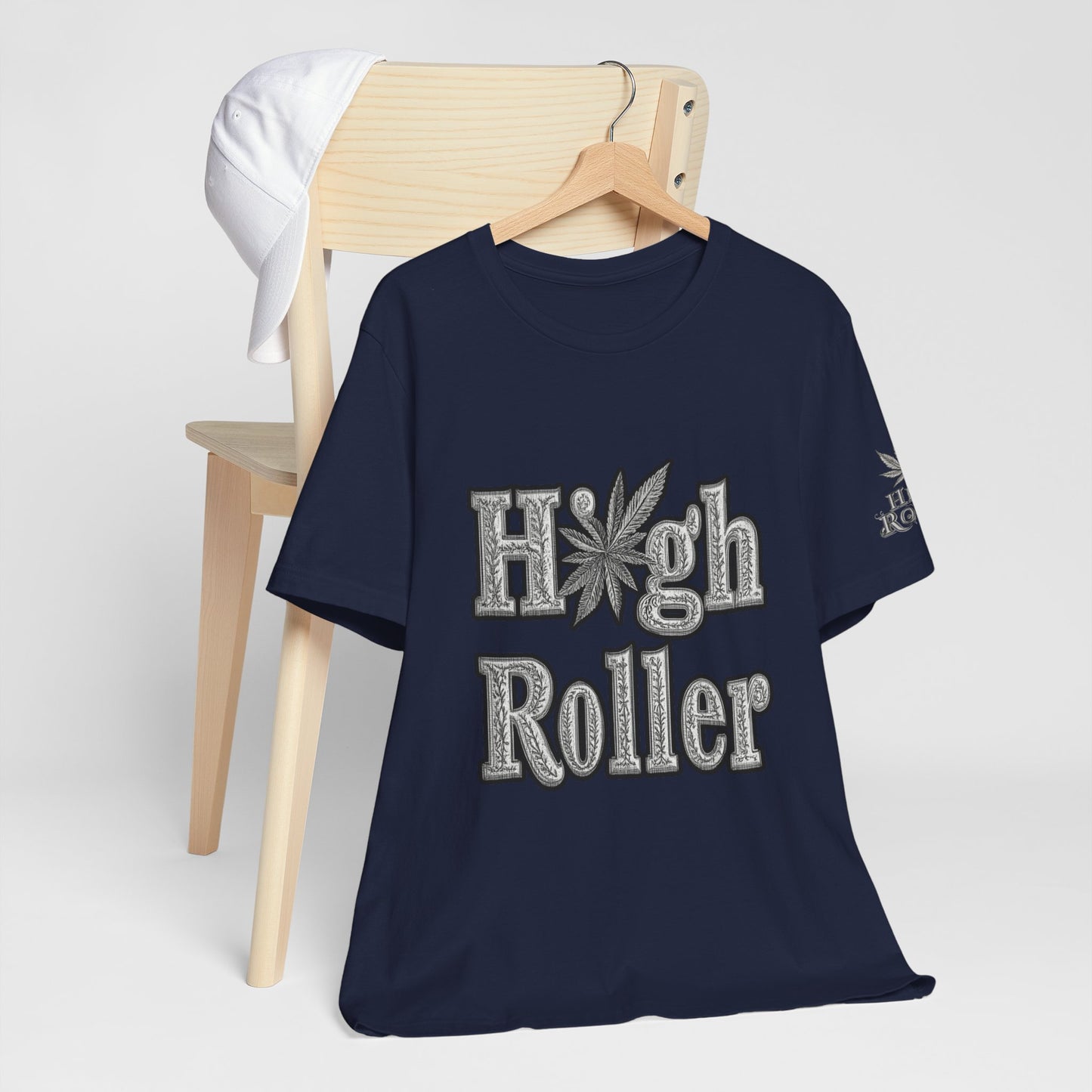 High Roller Classic Tee - Premium Airlume Cotton Cannabis Culture Ornate Typography Art