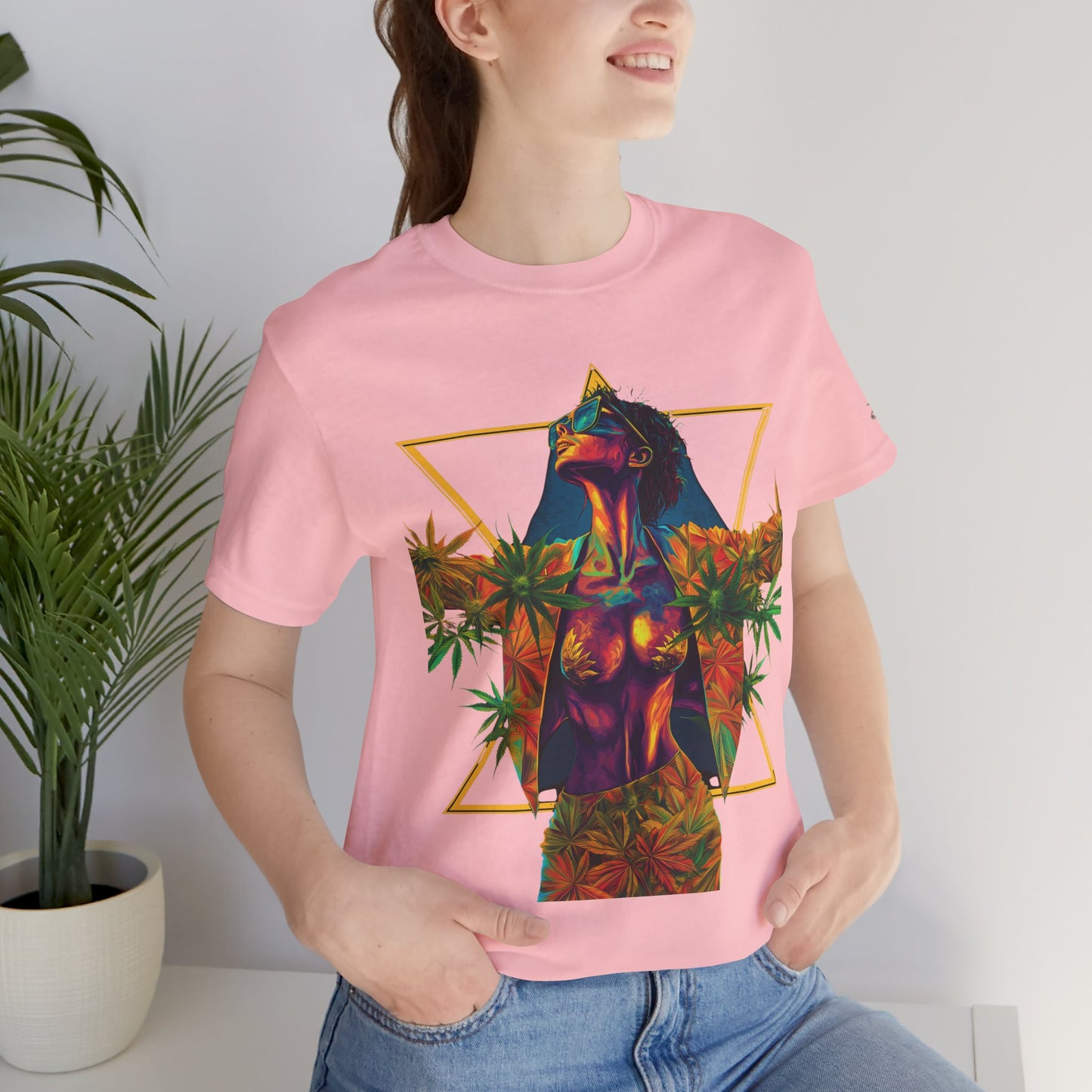 Sacred Geometry Cannabis Goddess Tee - Psychedelic Beauty Art Design | High Roller