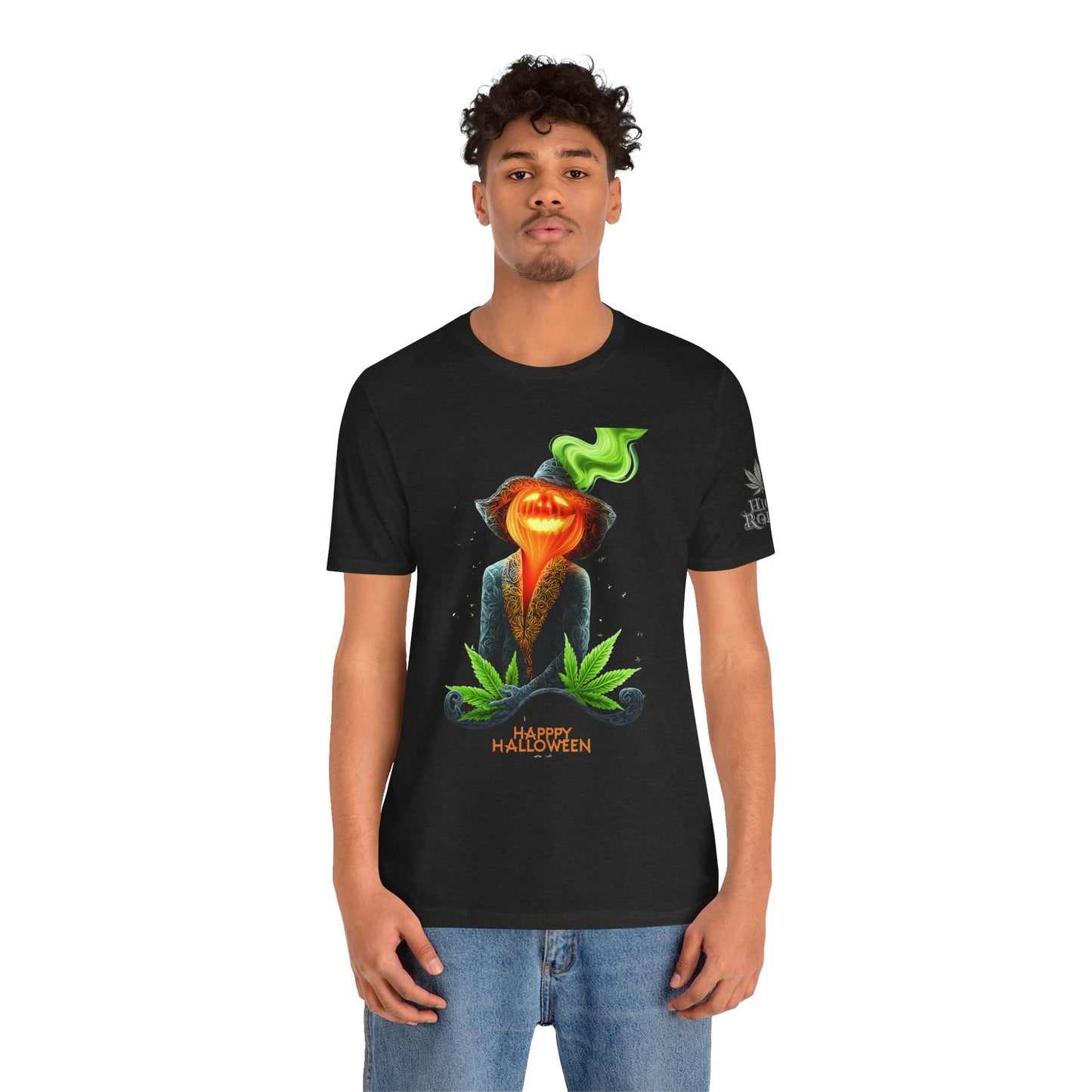Victorian Pumpkin Gentleman HIGH ROLLER Halloween Cannabis T-Shirt - Premium Jack-o'-Lantern Aristocrat Meditation 420 Apparel