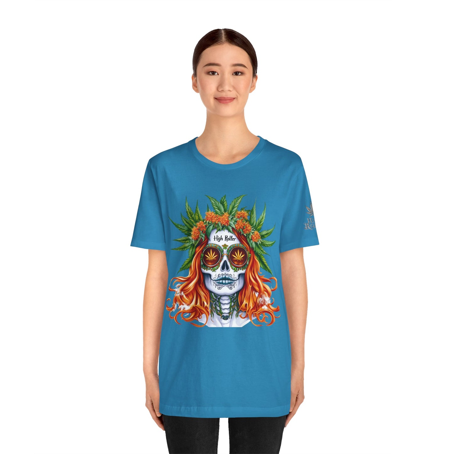 Sugar Skull Cannabis Tee - Day of Dead Art Design | High Roller