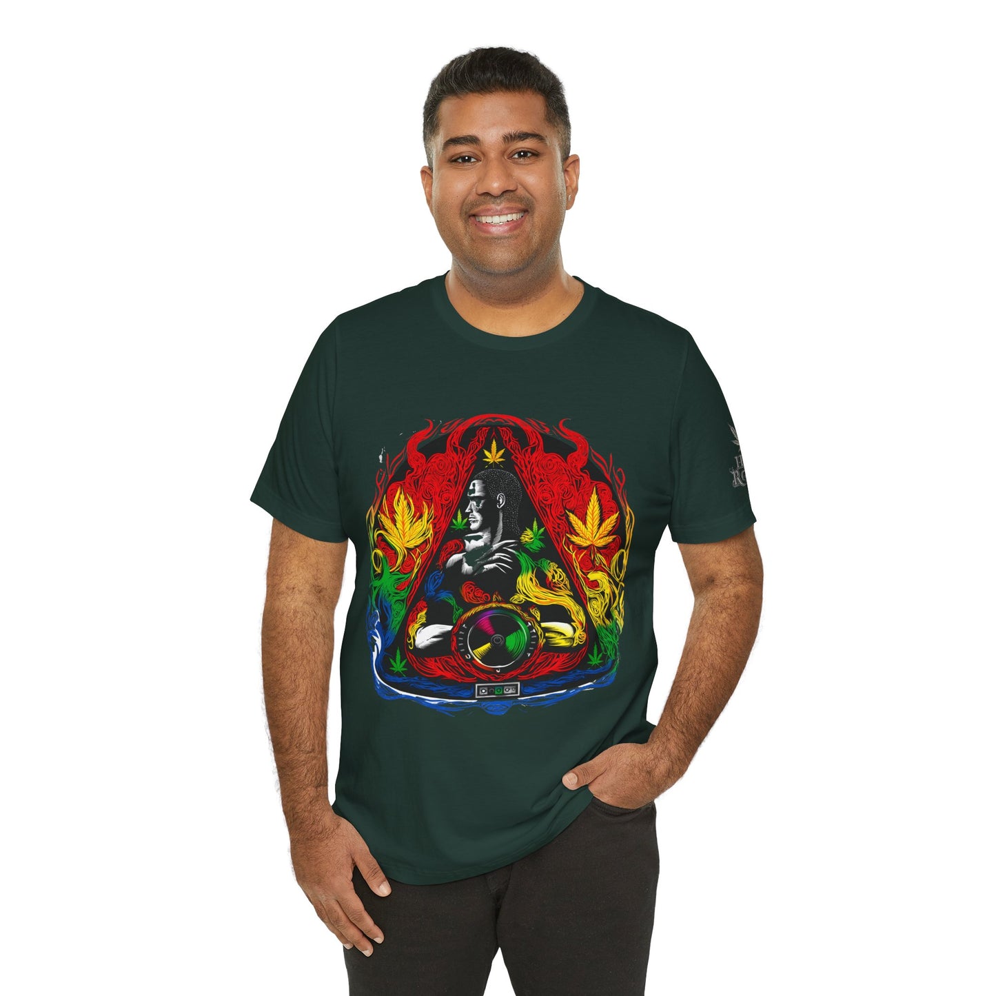 High Roller Sacred Buddha Cannabis T-Shirt - Premium 420 Spiritual Meditation Enlightenment Botanical Artistry Apparel