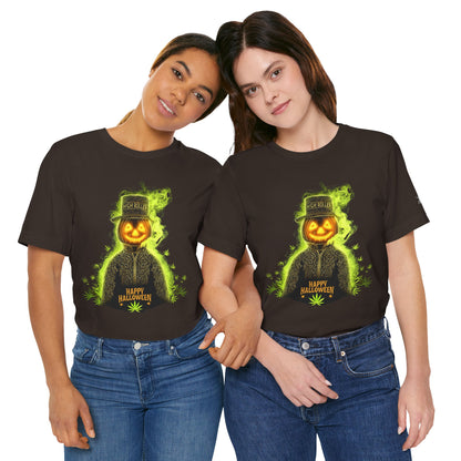 Spectral Pumpkin HIGH ROLLER Halloween T-Shirt - Premium Dark Cannabis Apparel