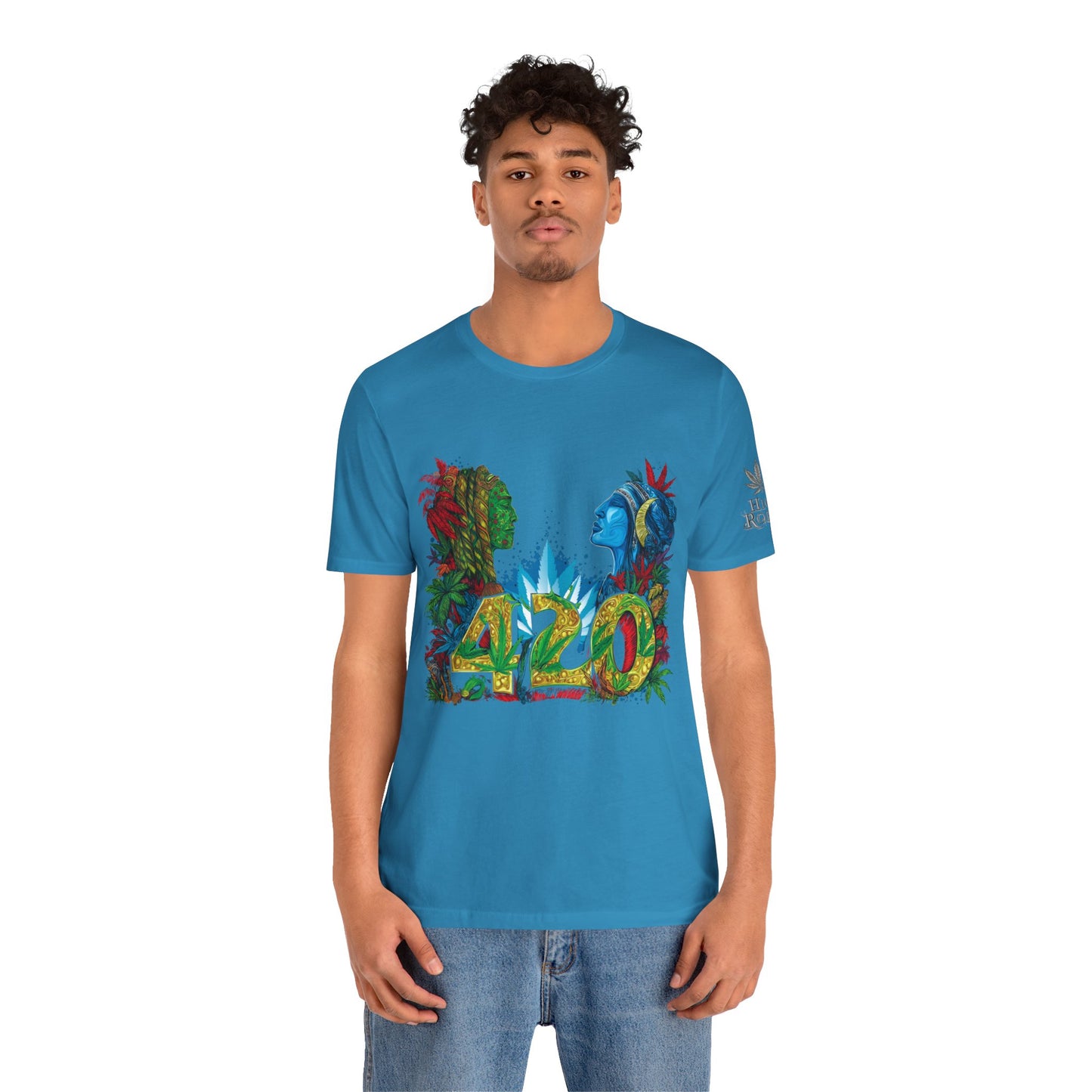 420 Celebration Premium Cannabis Culture T-Shirt - Dual Profile Art With Nature Elements And Bold 420 Typography