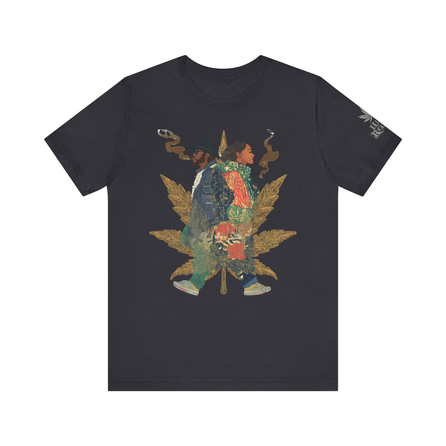 High Roller Back to Back Cannabis T-Shirt - Premium 420 Hip-Hop Duo Golden Leaf Street Culture Partnership Unity Apparel