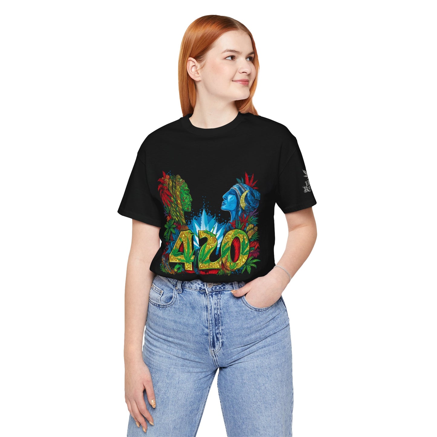 420 Celebration Premium Cannabis Culture T-Shirt - Dual Profile Art With Nature Elements And Bold 420 Typography