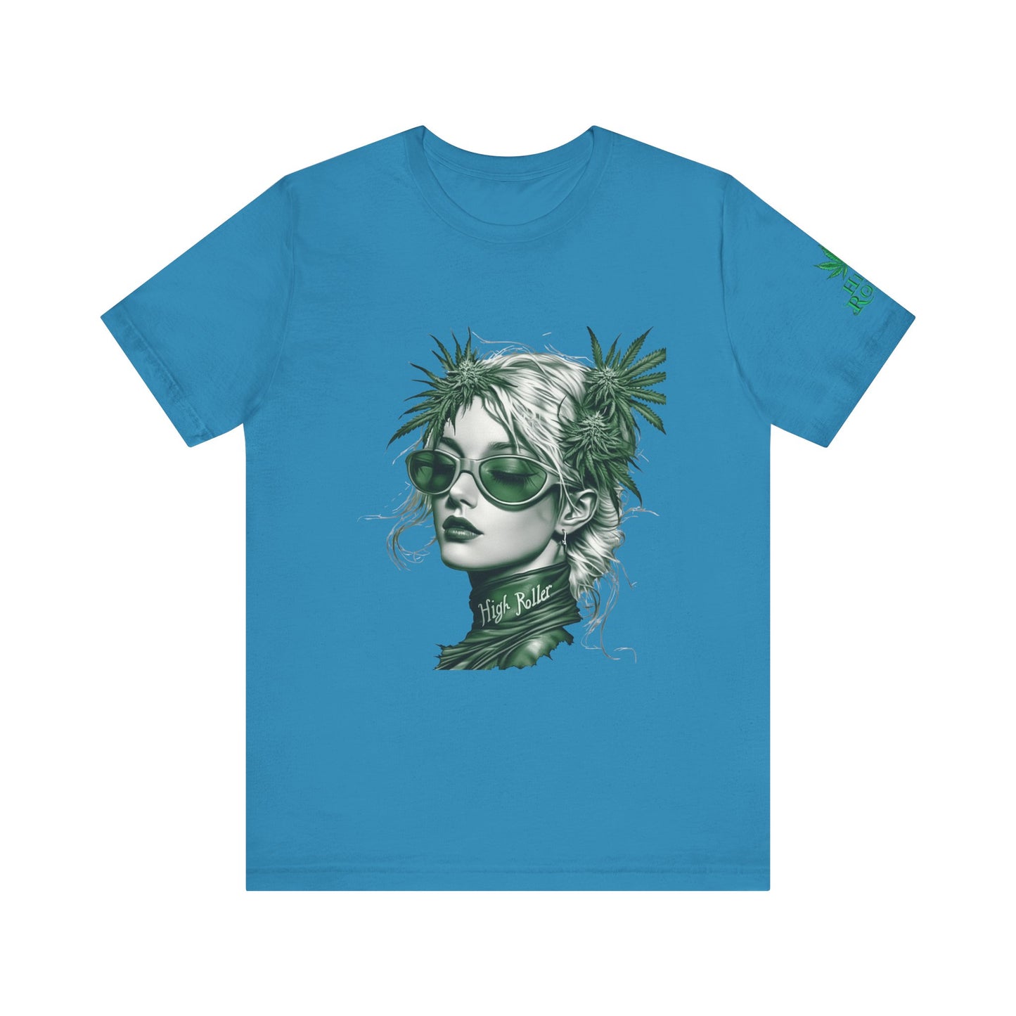 Green Queen T-Shirt - Premium Airlume Cotton Cannabis Crown Portrait Art Tee