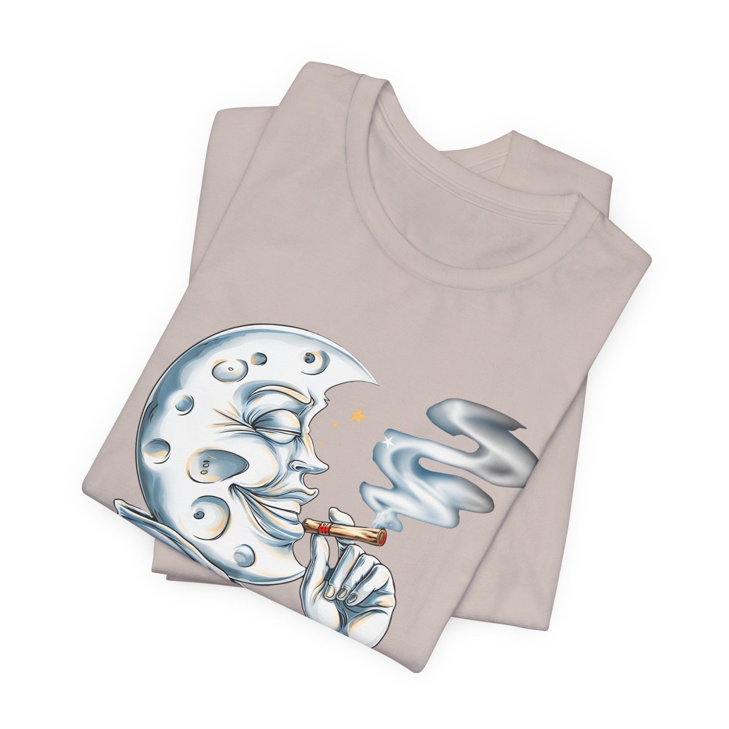 Midnight Toker Moon Tee - Premium Airlume Cotton Cannabis Culture Vintage Art