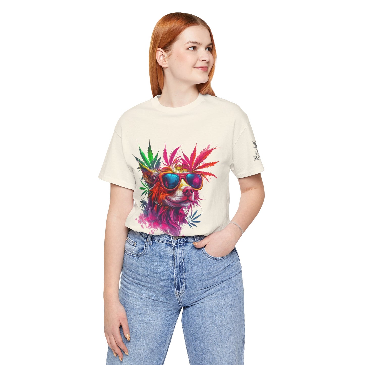 Spectrum Pup Tee - Premium Airlume Cotton Cannabis Culture Psychedelic Dog Art