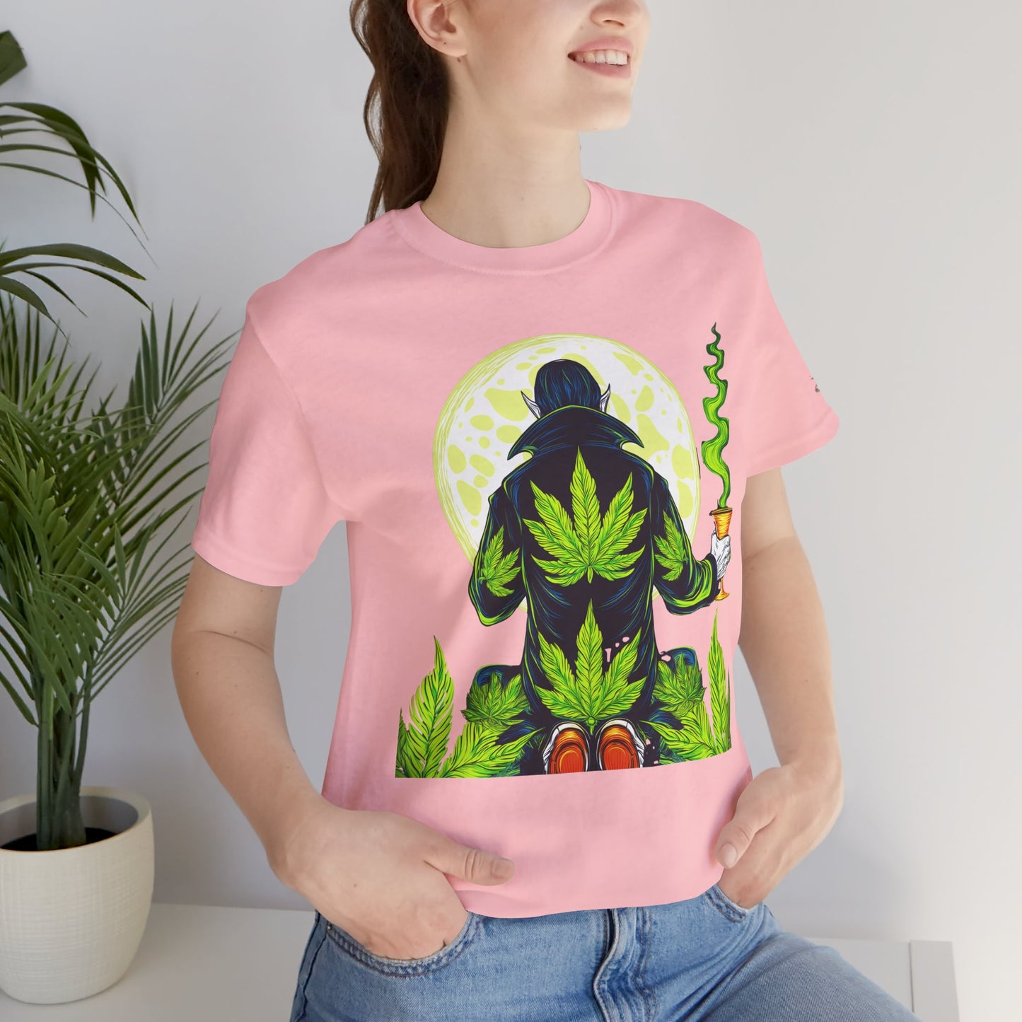 Luxury Gothic Cannabis Vampire T-Shirt - Premium Dark HIGH ROLLER Streetwear - Elevated Nocturnal 420 Fashion