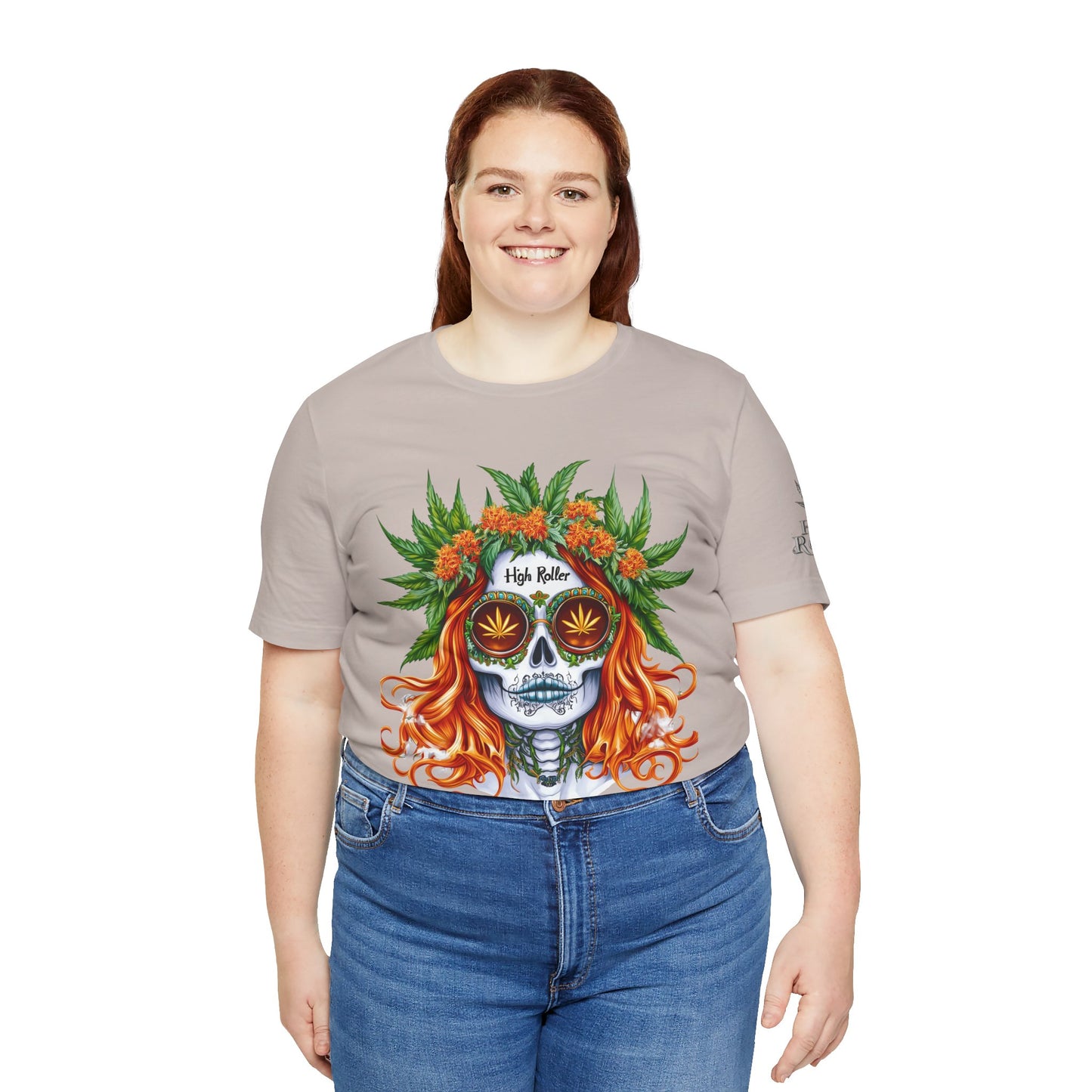 Sugar Skull Cannabis Tee - Day of Dead Art Design | High Roller
