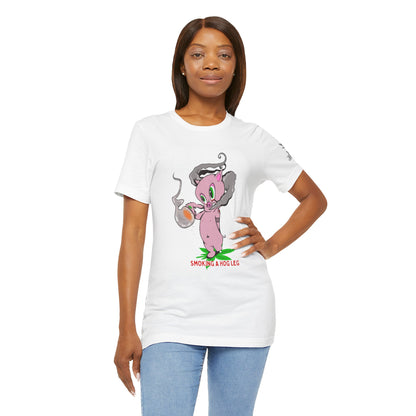 Smoking Hog Leg Pink Pig Tee - Premium Airlume Cotton Cannabis Culture Art