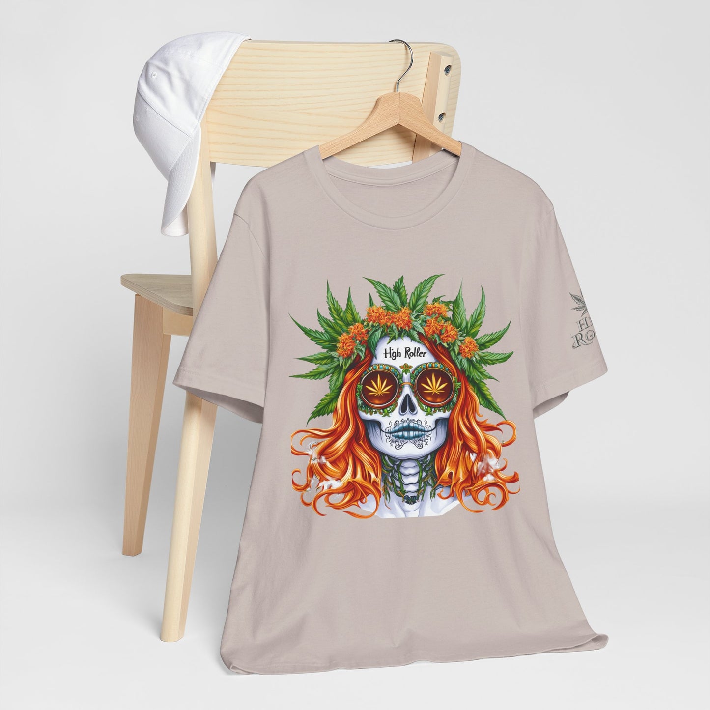 Sugar Skull Cannabis Tee - Day of Dead Art Design | High Roller