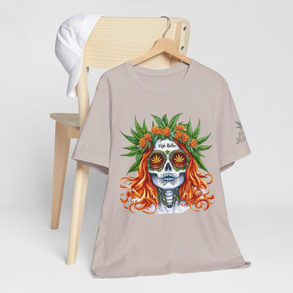Sugar Skull Cannabis Tee - Day of Dead Art Design | High Roller
